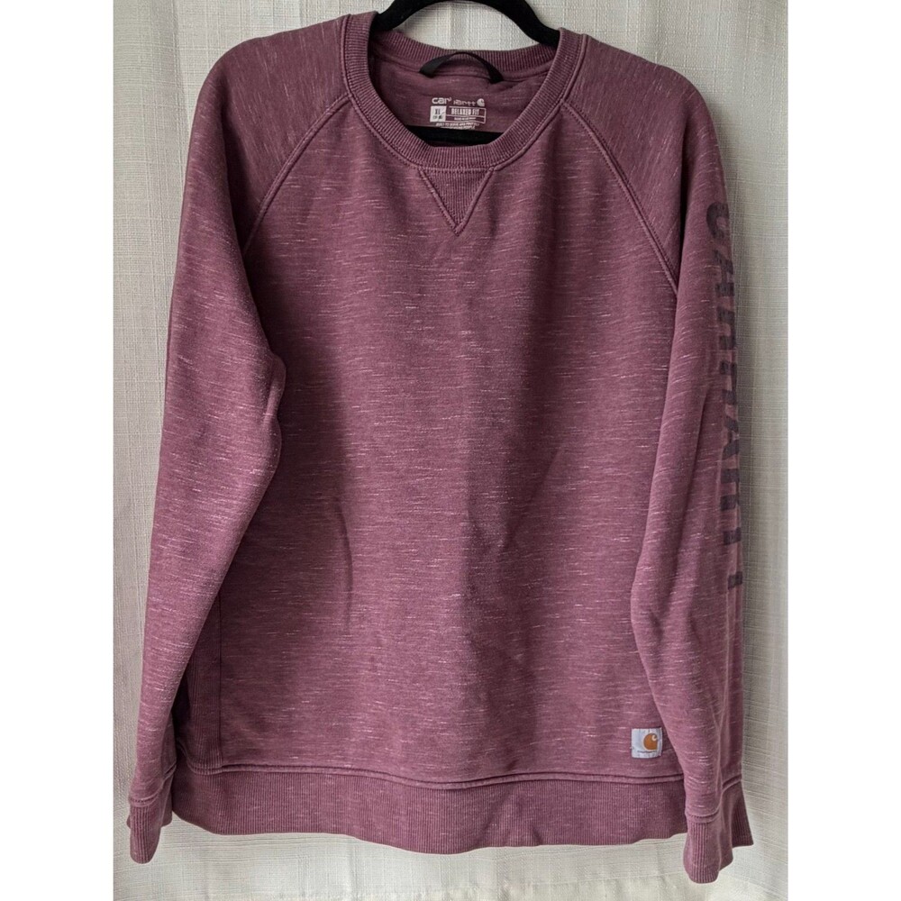 Carhartt Sweatshirt Relaxed Fit Women's XL Purple Pullover Logo Crewneck Graphic